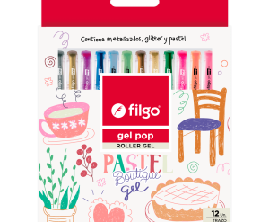 Lapiceras de gel- Glitter pastel 12 Unidades